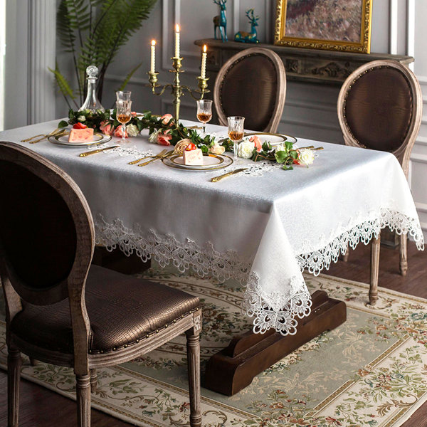 Ophelia & Co. Rectangular Lace Fabric Tablecloth With Macrame Border